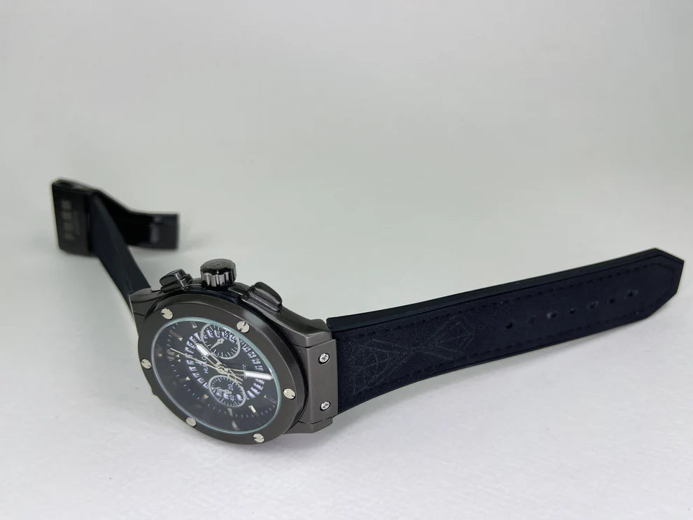 HUBLOT CHRONO LEATHER | GENEVE | BLACK DIAL