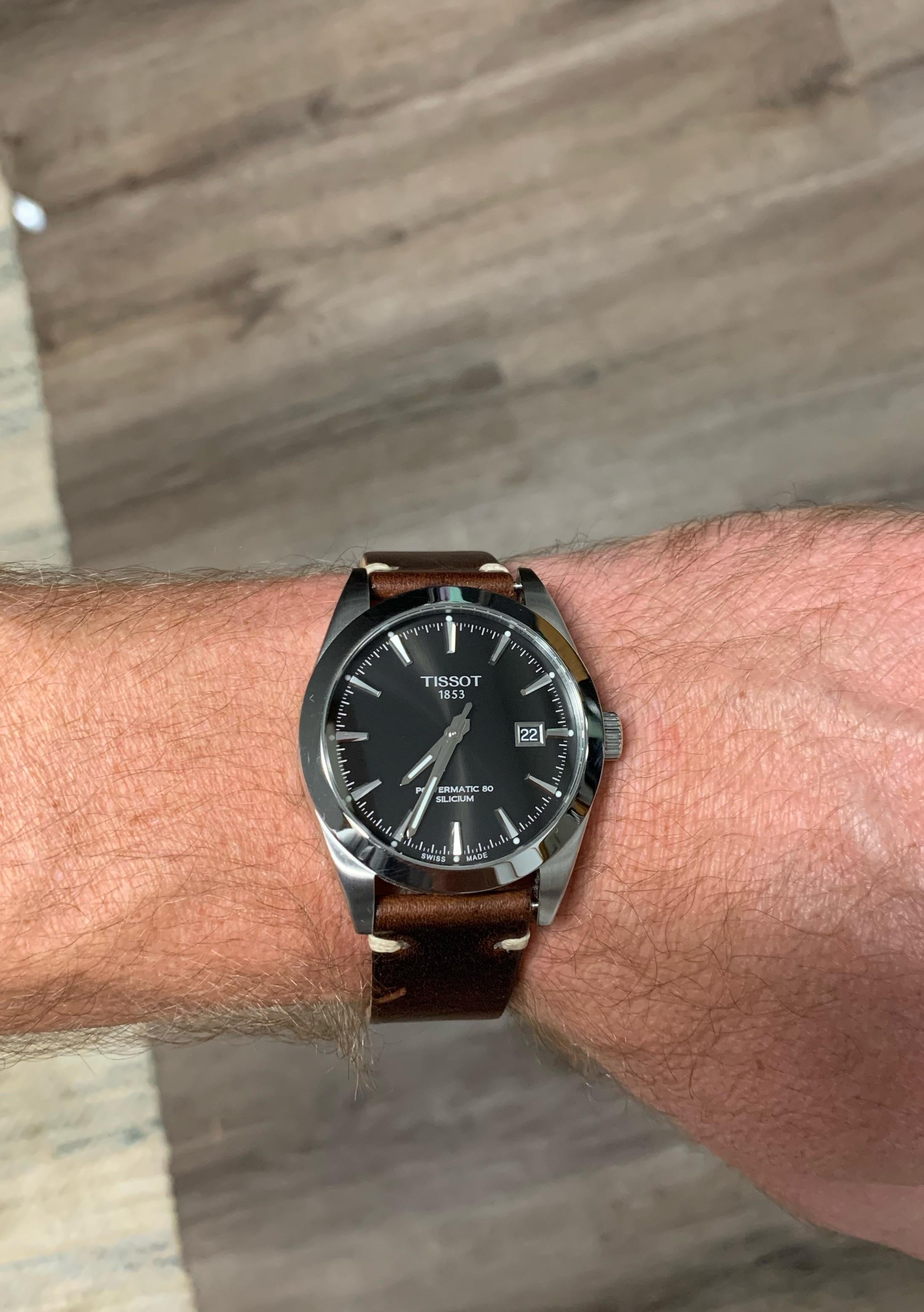 TISSOT PRX  | GENEVE LEATHER | BLACK DIAL